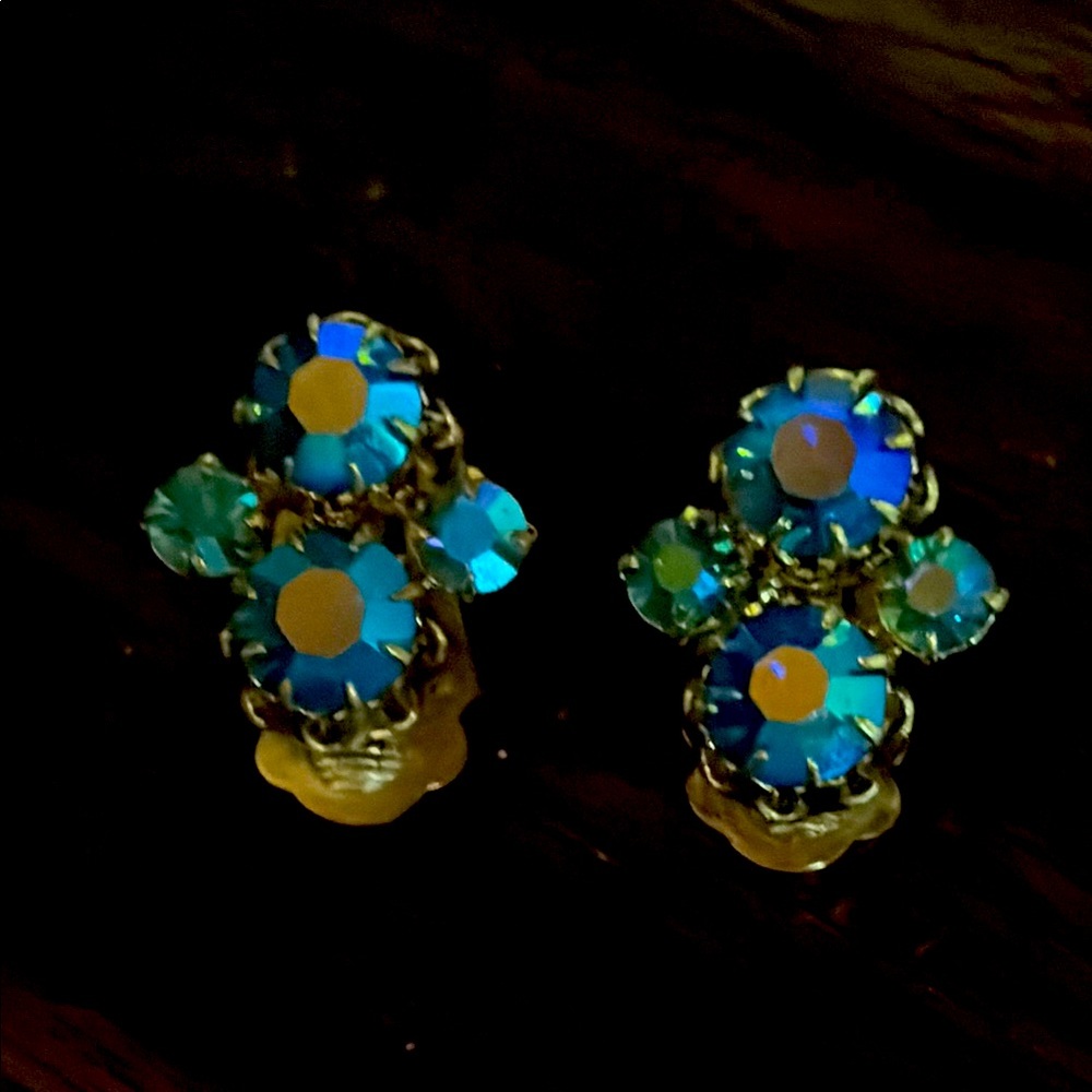 Vintage borealis Blue  Earrings